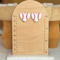 Baseball Heart Clay Stud Earrings