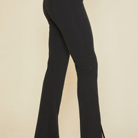 Annie - Slit Hem and Pintuck Flare Stretch Pants