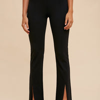 Annie - Slit Hem and Pintuck Flare Stretch Pants