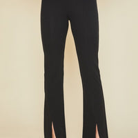 Annie - Slit Hem and Pintuck Flare Stretch Pants