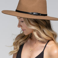 Leather Trim Felt Hat