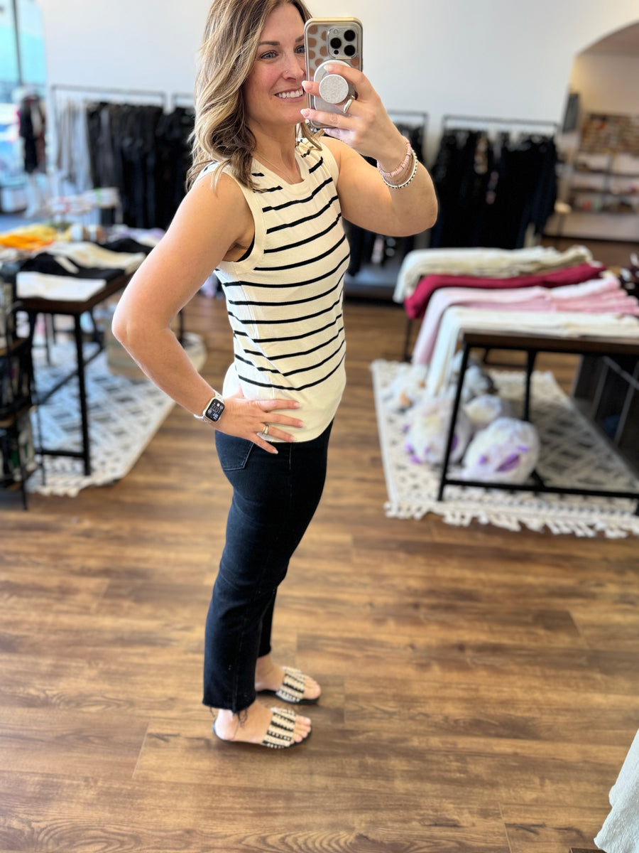 Polly - Striped Muscle Knit Tank Top