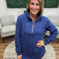 Miley - Vintage Quarter Zip Pullover - Blue