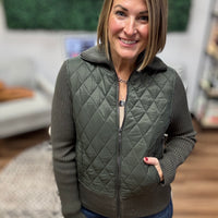 Liverpool - Quilted Zip Front Sweater Jacket