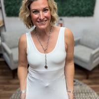 Seamless Tank with Built In Bra - White