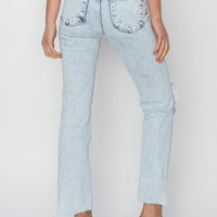 Risen - Acid Wash High Rise Knee Distressed Ankle Jeans