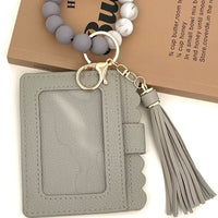Vegan Leather Card Wallet with Silicone Beaded Bangle