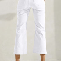 Solid Cropped Work Pants - White