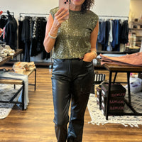 Sequin Bubble Muscle Tank - Olive