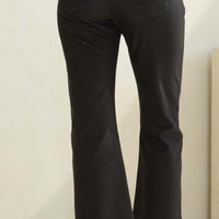 Solid Cropped Work Pants - Black