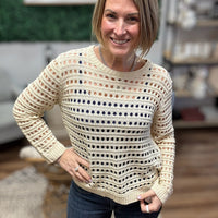 Round Neck Open Gauge Sweater - Oatmeal