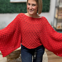 Free Spirit Bell Sleeve Sweater - Red