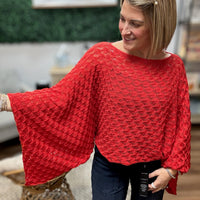 Free Spirit Bell Sleeve Sweater - Red