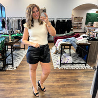 New York Minute Faux Leather Shorts - Black