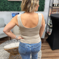 Seamless Tank Top with Shelf Bra - Ash Mocha