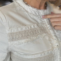 Liverpool - Collarless Jacket with Fray & Lace