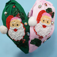 Santa Claus Christmas Holiday Seed Bead Headband
