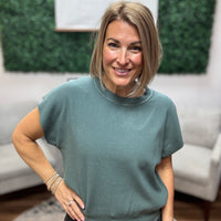 Round Neck Short Sleeve Dolman - Ash Jade