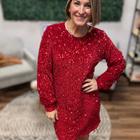 Old Flame Sequin Dress - Red