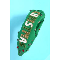 Merry Christmas Holiday Seed Bead Headband