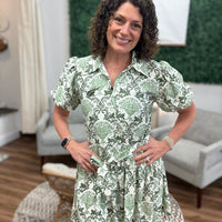 Southern Charm Damask Shirt Dress