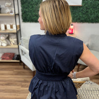 Zip It & Go Smocked Peplum Top - Navy