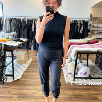 Hannah - Ruched Cinch Waist Mock Neck Top