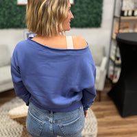 Fleece Off-Shoulder Pullover - Marlin