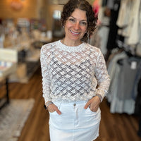 Acid Wash Frayed Hem Skirt - White