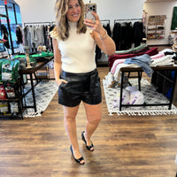 New York Minute Faux Leather Shorts - Black