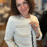 Liverpool - Collarless Jacket with Fray & Lace