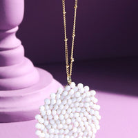 Long Beaded Circle Pendant Necklace
