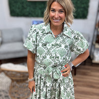 Southern Charm Damask Shirt Dress