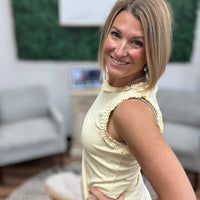 Ribbed Tank with Ruffle Detail - Butter Cream