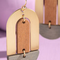 Wood Geo Oval Earrings