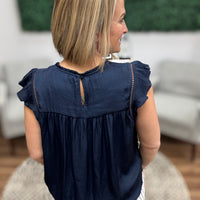 Liverpool - Flutter Sleeve Woven Blouse with Trim Detail