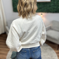 Balloon Sleeve Snap Polo - Pearl