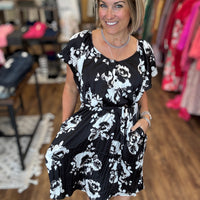 Liverpool - Midnight Bloom Flutter Sleeve Dress