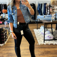 Judy Blue - High Waist Faux Leather + Denim Skinny