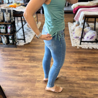 Hannah - Ruched Cinch Waist Mock Neck Top