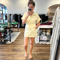 Saylor - Washed Button-Up Front Dress with Built In Shorts