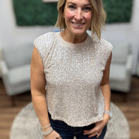 Sequin Bubble Muscle Tank - Champagne