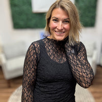Jolie Lace Thumbhole Top - Black