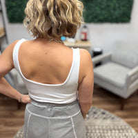 Seamless Tank with Built In Bra - White