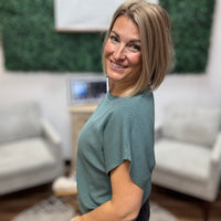 Round Neck Short Sleeve Dolman - Ash Jade