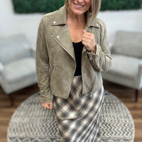 Vegan Suede Utility Moto Jacket