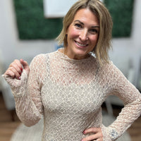 Jolie Lace Thumbhole Top - Beige