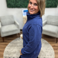 Miley - Vintage Quarter Zip Pullover - Blue