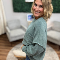 Brushed Melange Drop Shoulder Oversized Top - Ash Jade