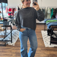 Ribbed Asymmetric Hem and Sleeve Top & Skirt Set